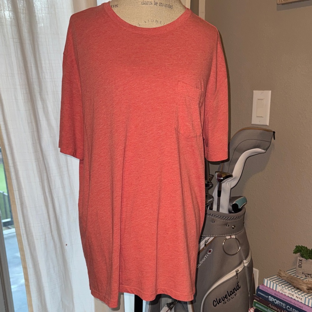 Roundtree & Yorke Men’s Soft-Washed Jersey Shortsleeve Shirt Coral T-Shirt Large - Picture 1 of 5